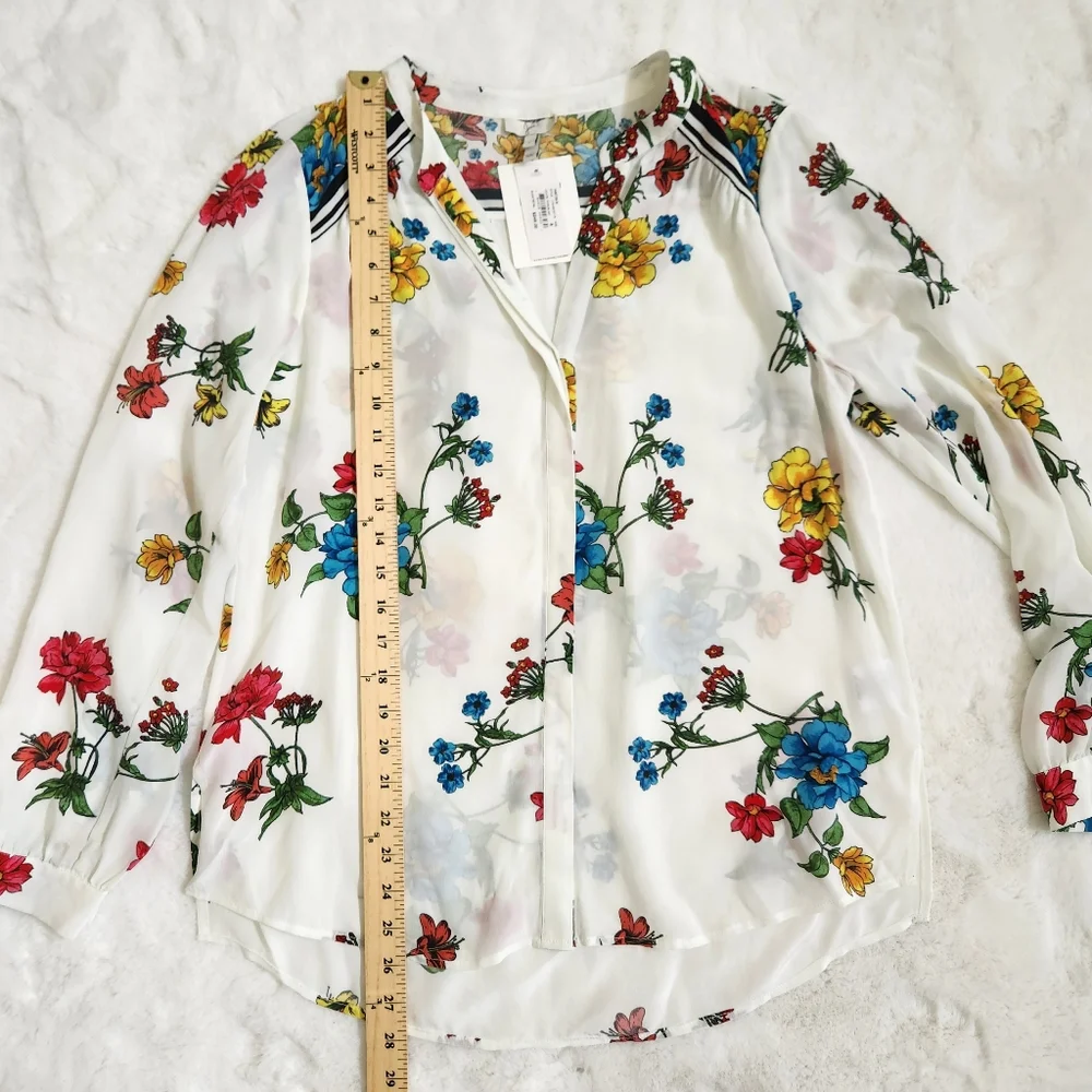 Joie Yaritza B Floral-Print Silk Georgette buttom down Top Size Small